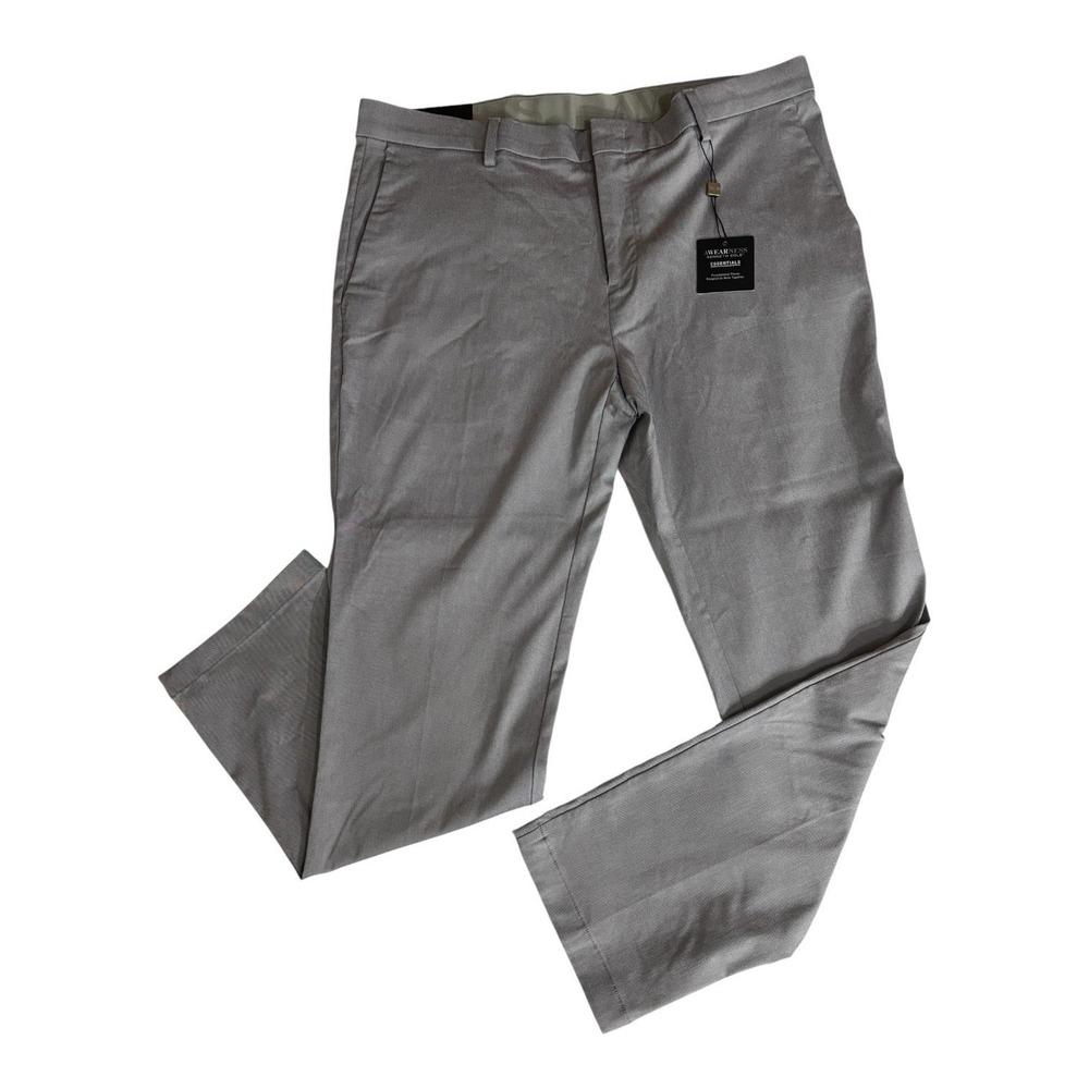 NWT KENNETH COLE AWEARNESS Men's 36x30 Gray Dress Pants Wool Blend Flat Front
